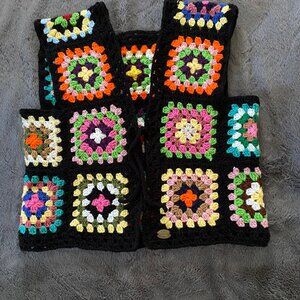SALE ! 2 for$30 HANDMADE GRANNY SQUARE VEST S/M NWT!